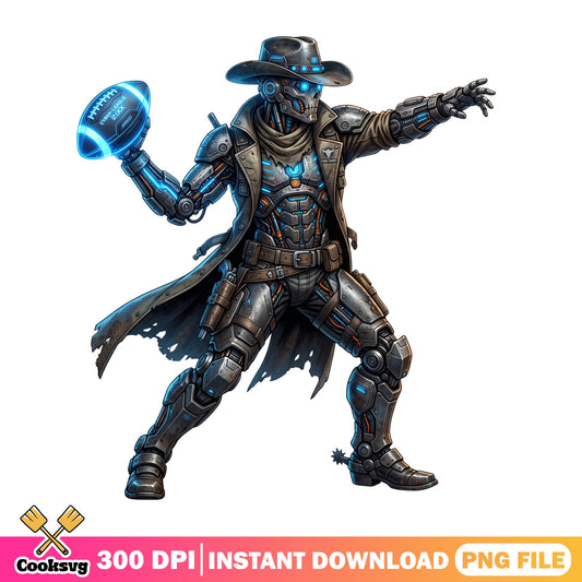 Cyber Cowboy Robot Football Player PNG, Futuristic PNG, Football PNG