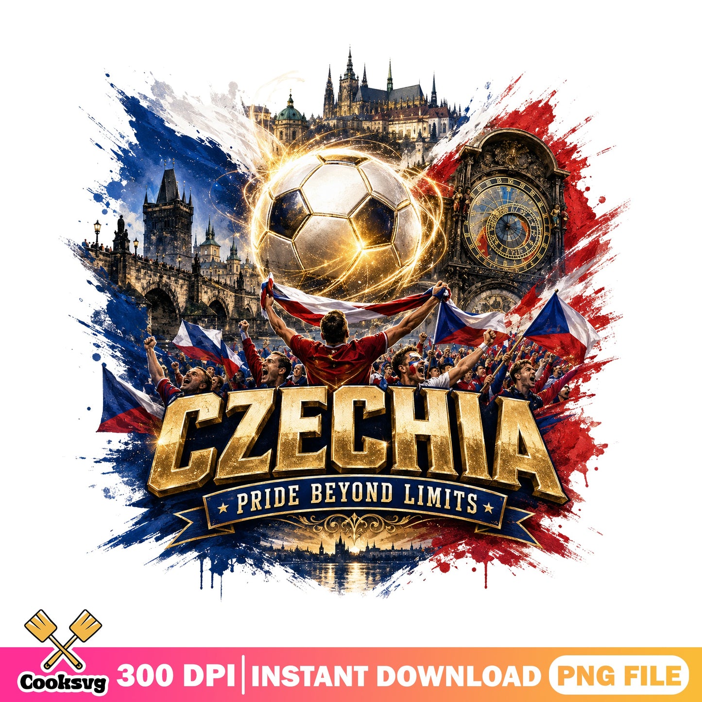 Czechia Pride Beyond Limits Soccer PNG, Czech Football PNG, Soccer Fan PNG