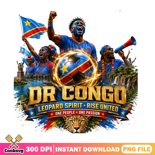 DR Congo Soccer Fan Leopard Spirit PNG, Congo Football PNG, Africa PNG