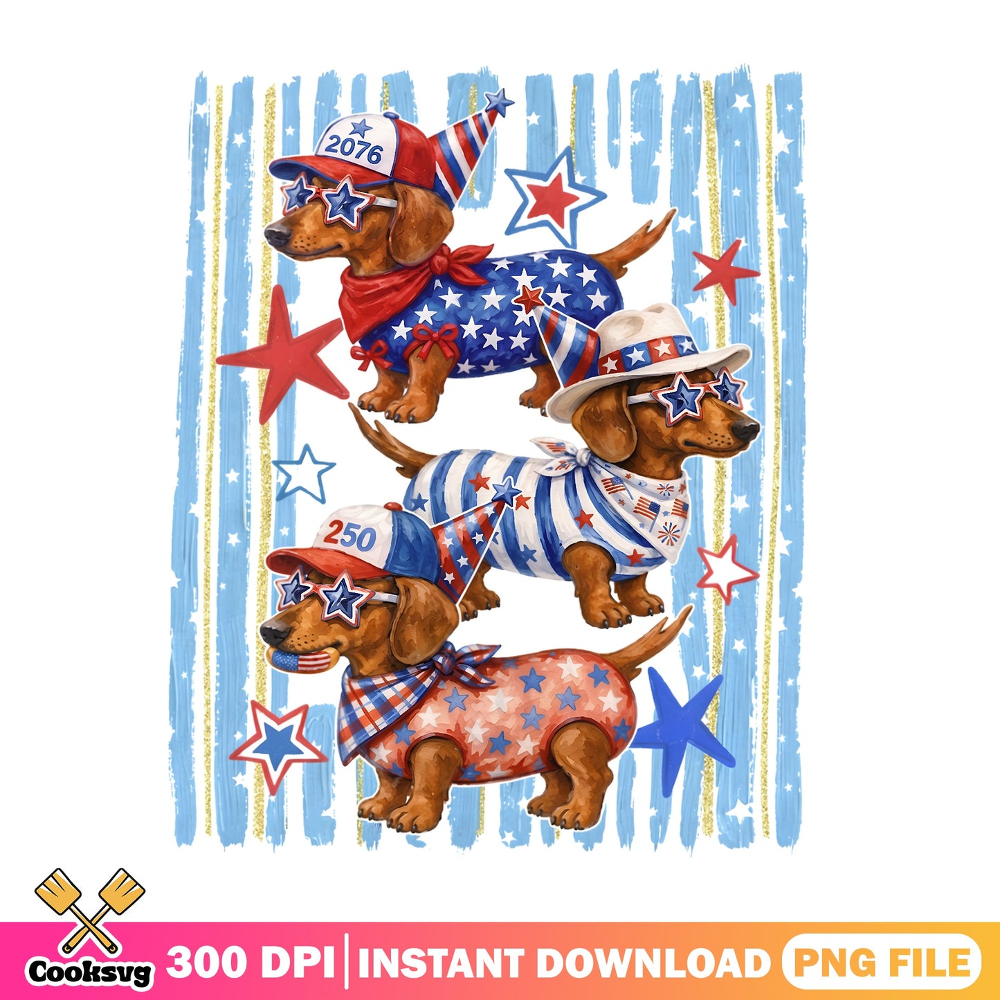 Dachshund 4th Of July PNG, Patriotic Dog PNG, America PNG