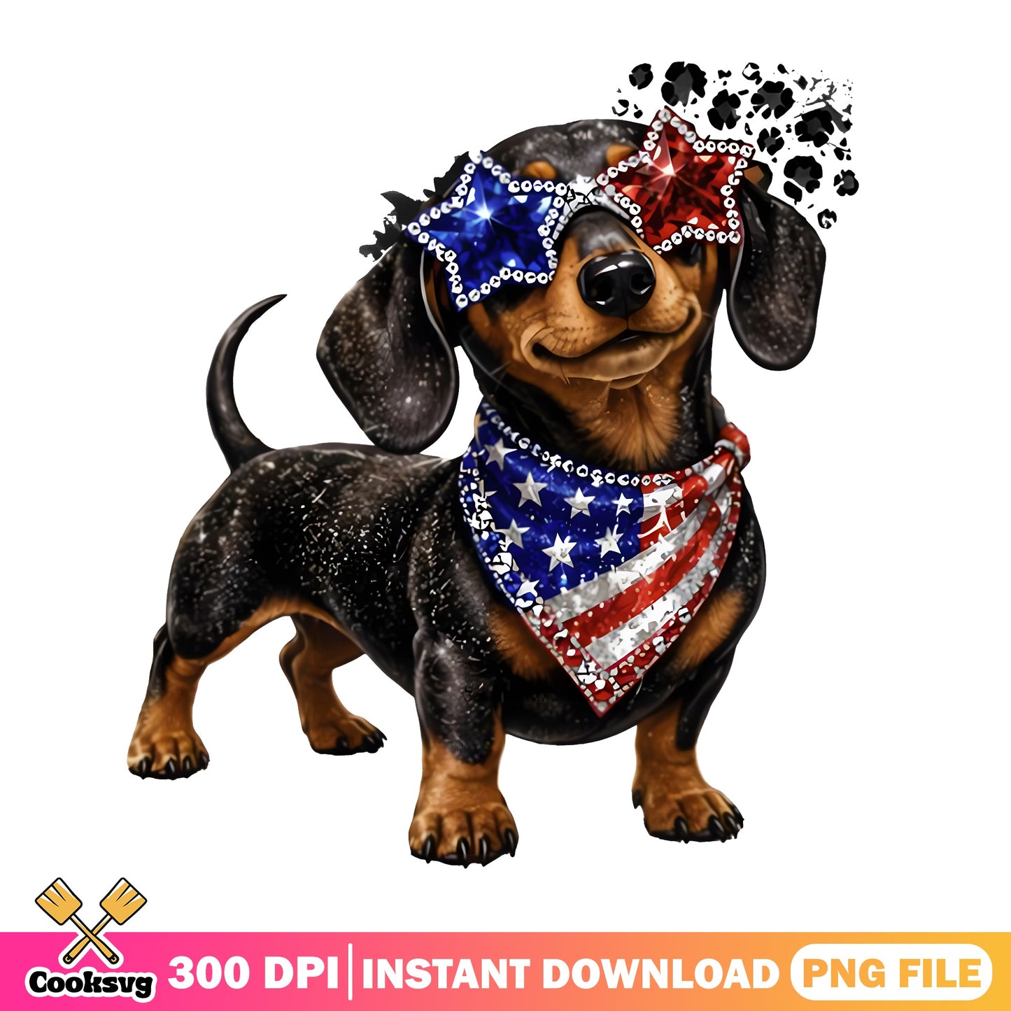 Dachshund 4th Of July PNG, Patriotic Dog PNG, American Flag PNG