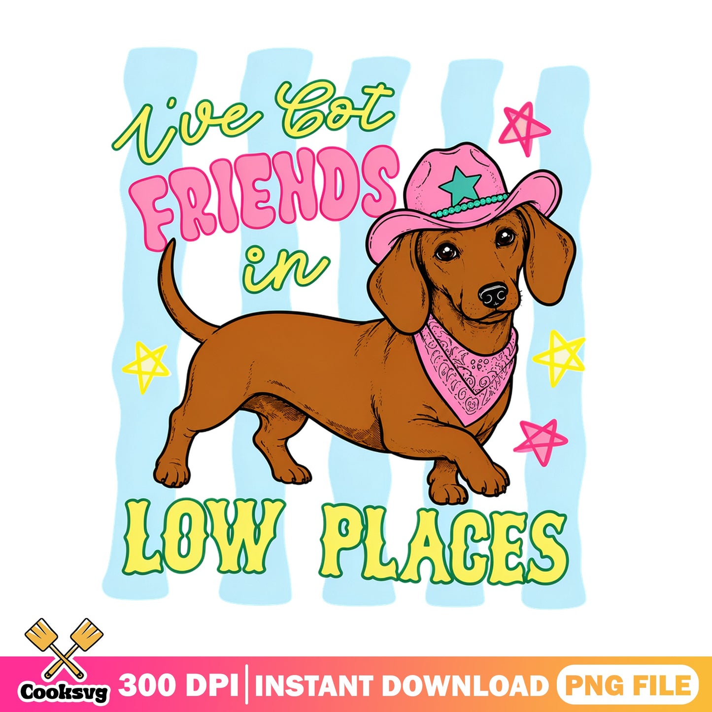 Dachshund Cowboy Friends In Low Places PNG, Funny Dog PNG, Western Dog PNG