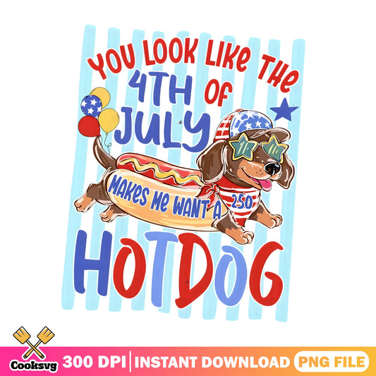 Dachshund Hot Dog 4th Of July PNG, Funny Dog PNG, Independence Day PNG
