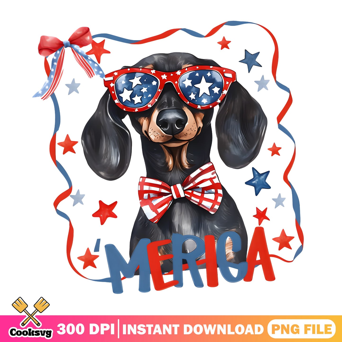 Dachshund Merica 4th Of July PNG, Patriotic Dog PNG, American Dog PNG
