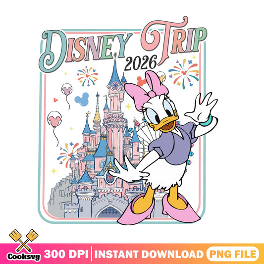 Daisy Duck Disney Trip 2026 PNG, Disney Castle PNG, Disney PNG