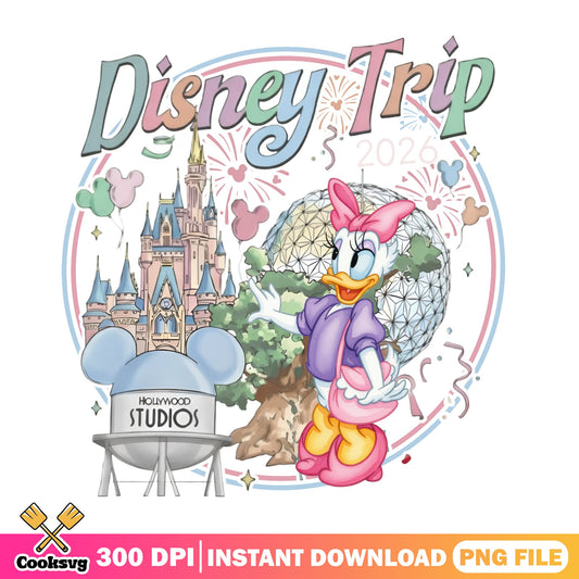 Daisy Duck Disney Trip 2026 PNG, Disney World PNG, Magic Kingdom PNG