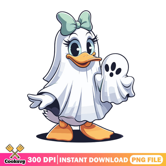 Daisy Duck Halloween Ghost PNG, Disney Halloween PNG, Spooky Duck PNG