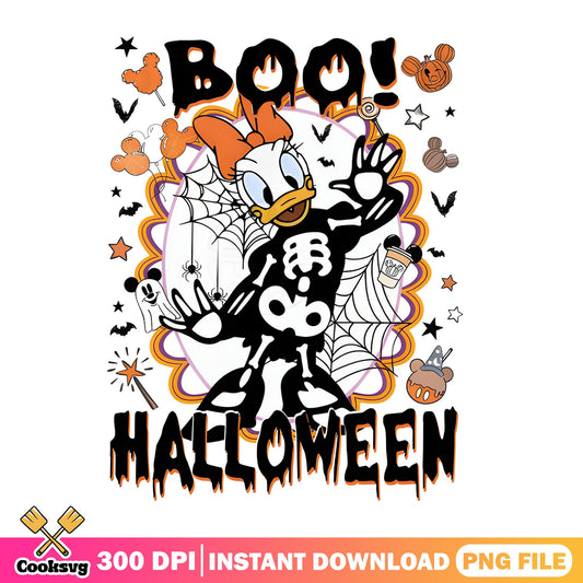 Daisy Duck Halloween Skeleton Boo PNG, Disney Halloween PNG, Spooky Disney PNG