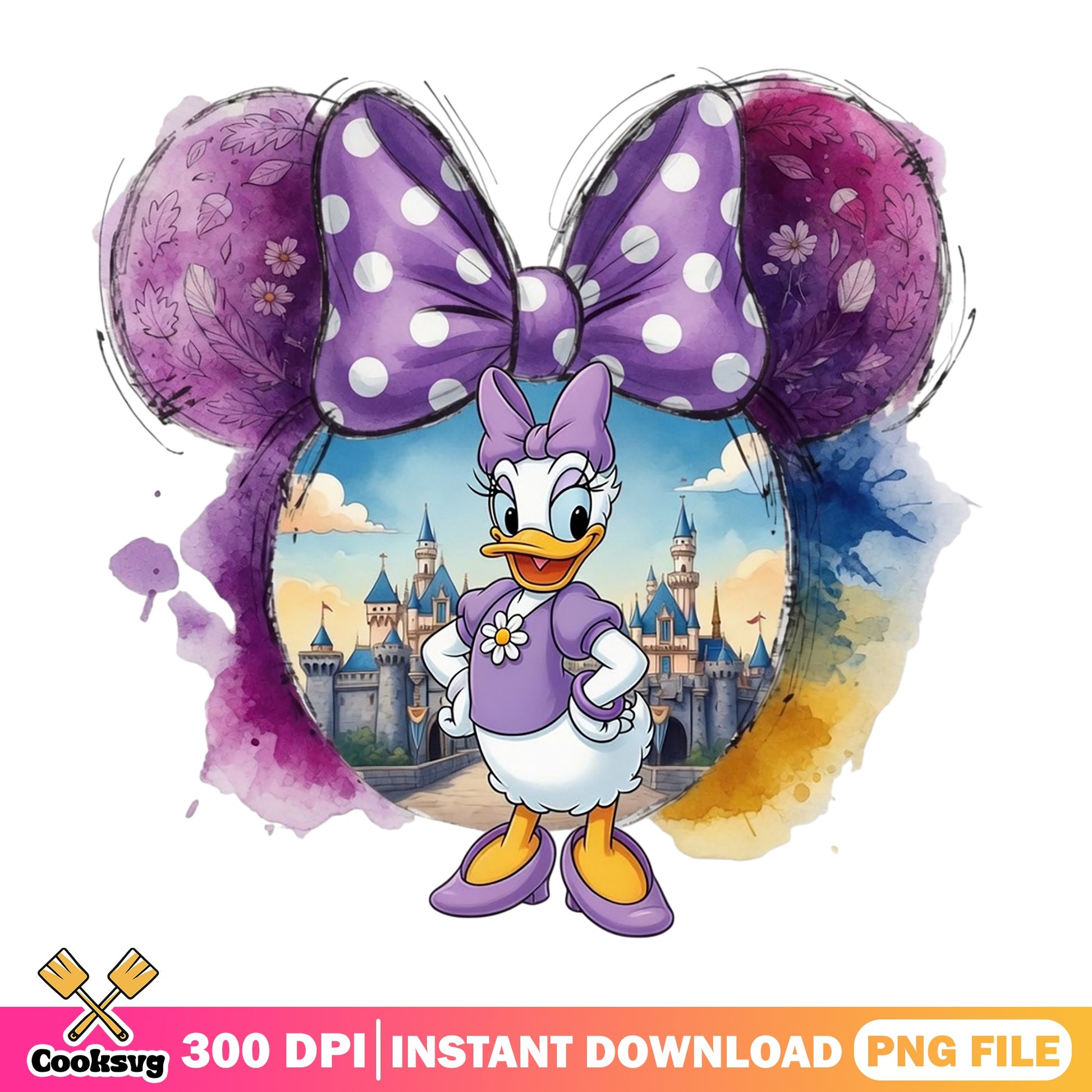 Daisy Duck Minnie Ears PNG, Disney Castle PNG, Disney PNG