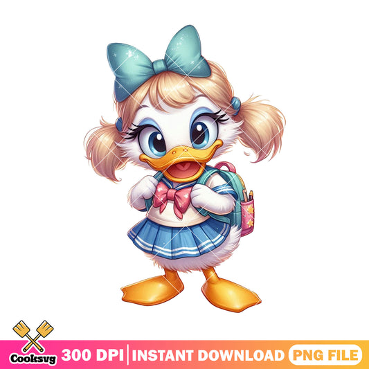 Daisy blue bow png, welcome back to school png, daisy cute png
