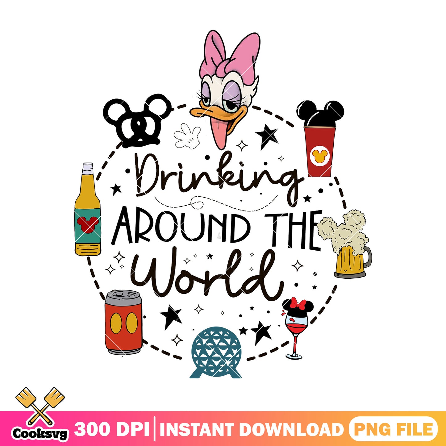 Daisy drinks world png, daisy duck png, disney cruises​ png