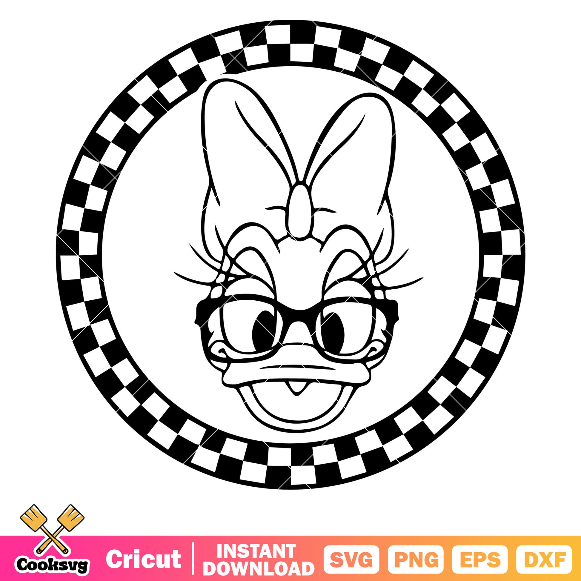 Daisy duck disney head circle silhouette svg, daisy duck head​ svg