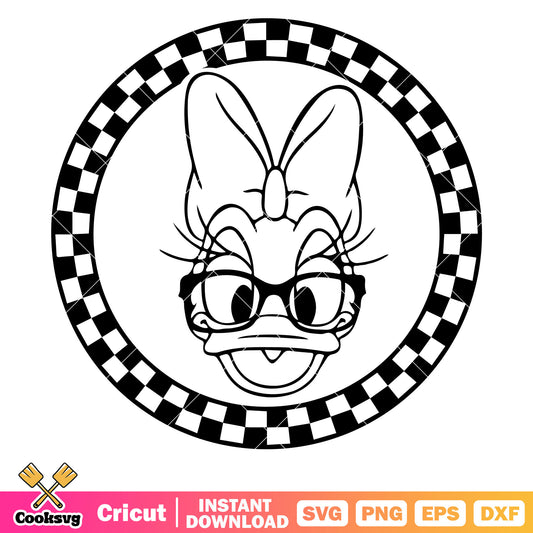 Daisy duck disney head circle silhouette svg, daisy duck head​ svg