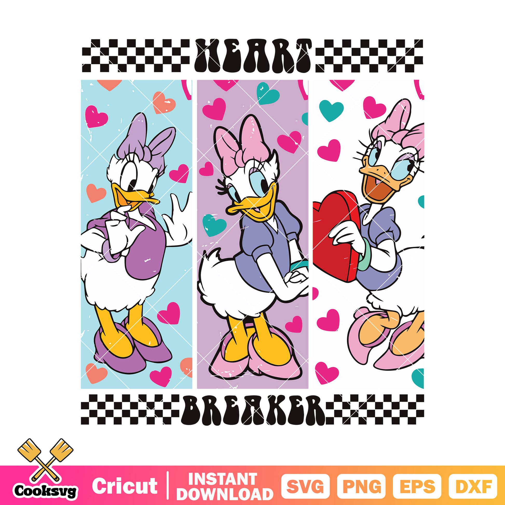 Daisy duck heart breaker svg, disney valentine svg, valentine day svg