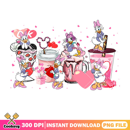 Daisy duck ok coffee valentine png, coffee valentine png