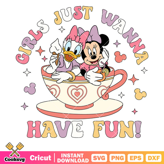 Daisy minnie girls just wanna have fun svg, minnie and daisy svg