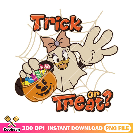 Daisy trick or treat png, halloween jokes png, daisy duck png