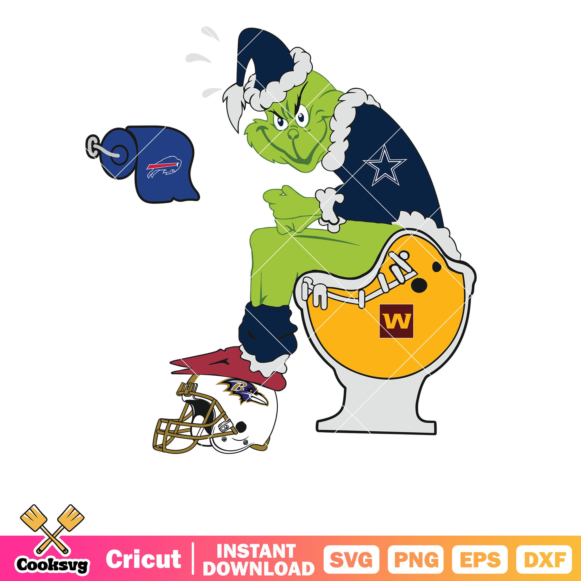 Dallas Cowboys Grinch christmas svg, dallas cowboy star​ svg