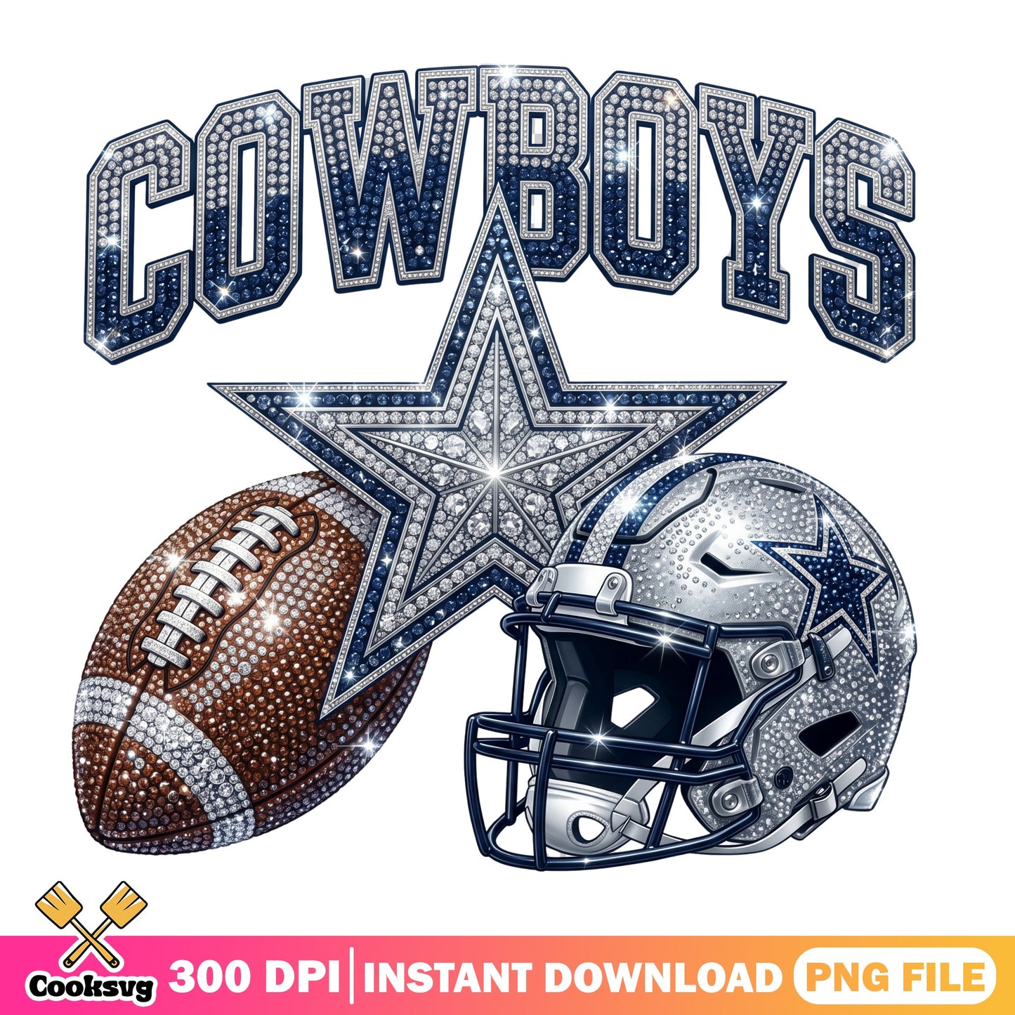Dallas Cowboys Bling PNG, Cowboys Football Helmet, NFL PNG