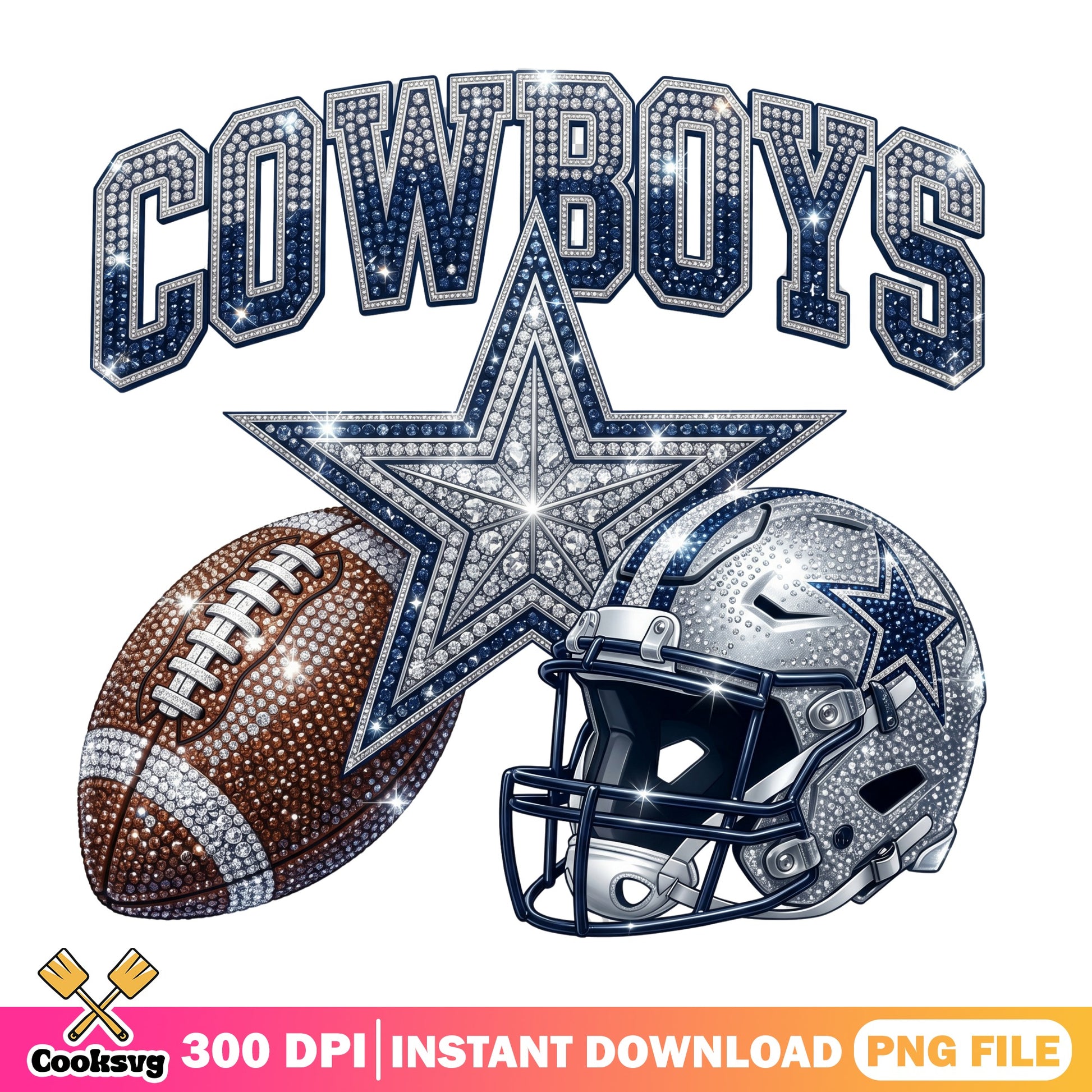 Dallas Cowboys Bling PNG, Cowboys Football Helmet, NFL PNG