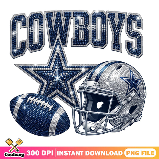 Dallas Cowboys Bling Rhinestone PNG, Cowboys Football PNG, NFL PNG