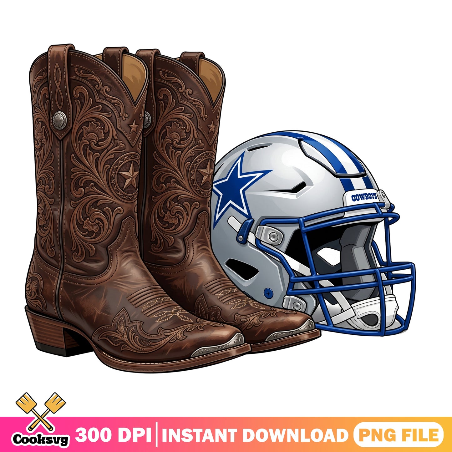 Dallas Cowboys Boots And Helmet PNG, Cowboys Football PNG, NFL PNG