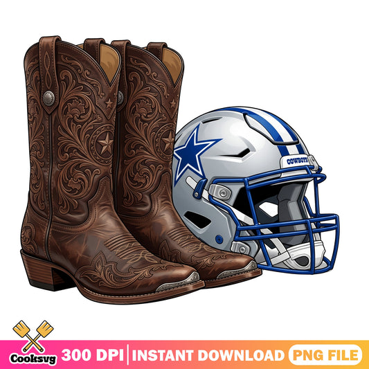 Dallas Cowboys Boots And Helmet PNG, Cowboys Football PNG, NFL PNG