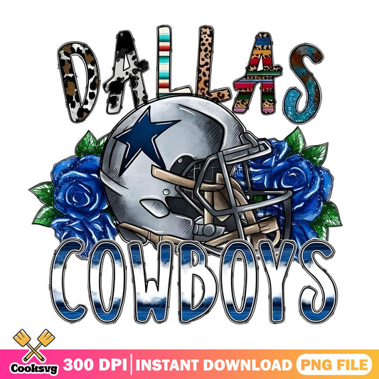 Dallas Cowboys Floral Football Helmet PNG, NFL Team PNG, Cowboys PNG
