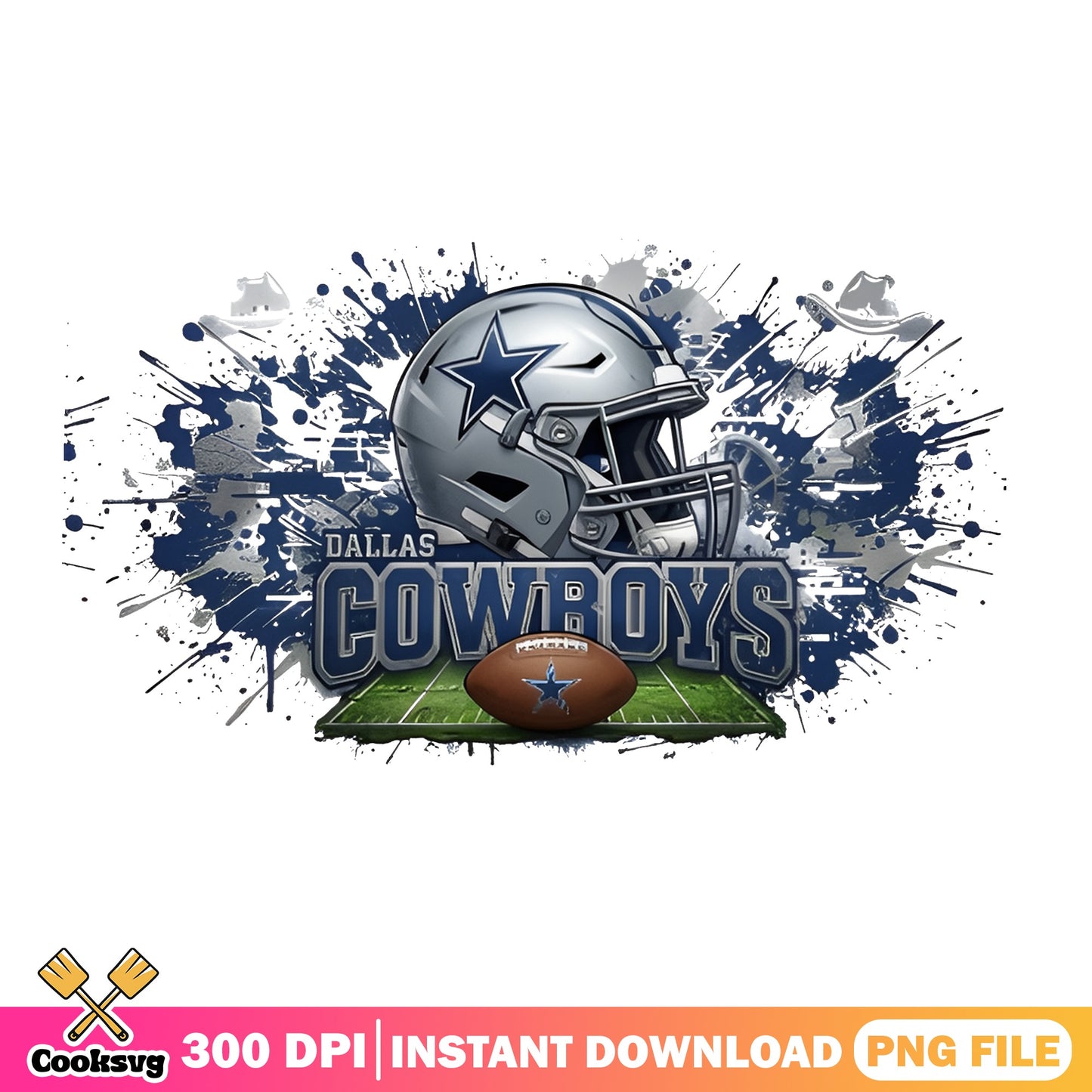 Dallas Cowboys Football Helmet Splatter PNG, NFL PNG, Cowboys PNG