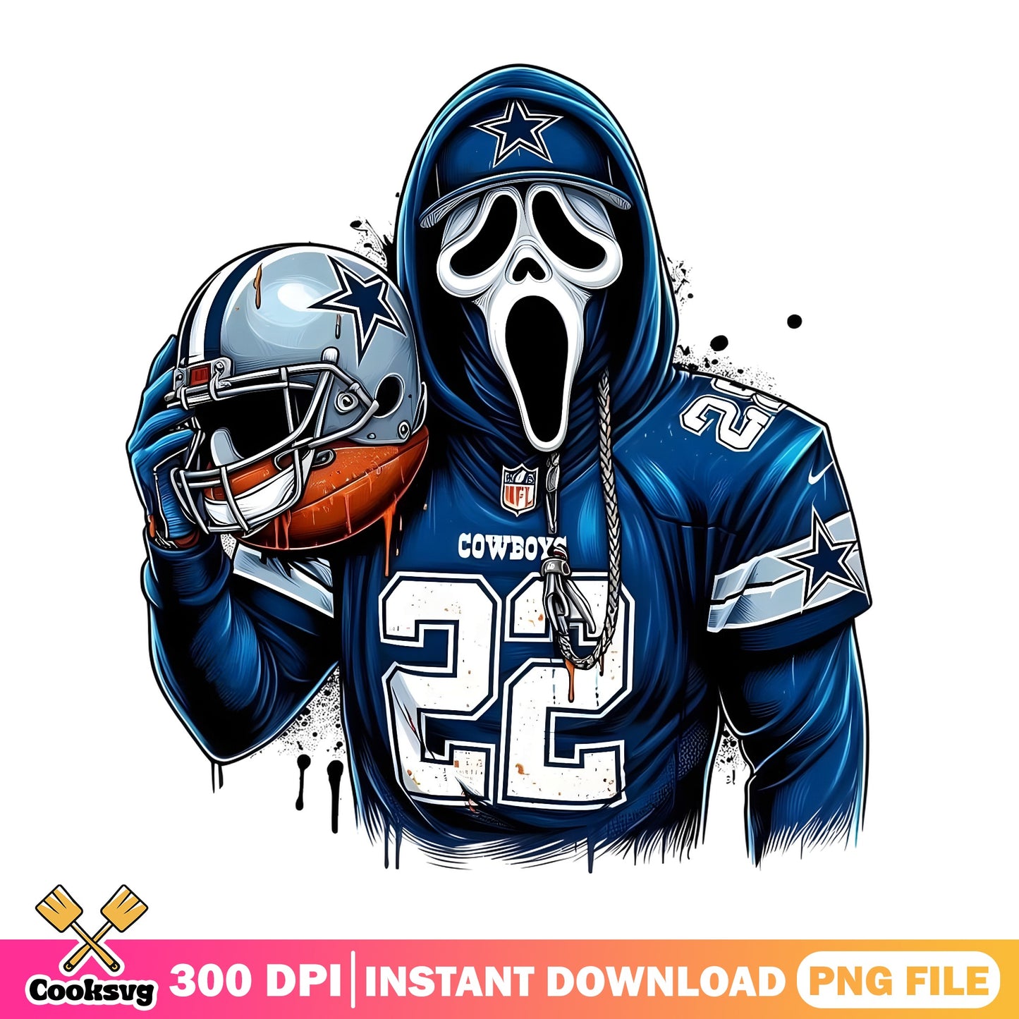 Dallas Cowboys Ghostface Halloween PNG, Football PNG, Horror PNG
