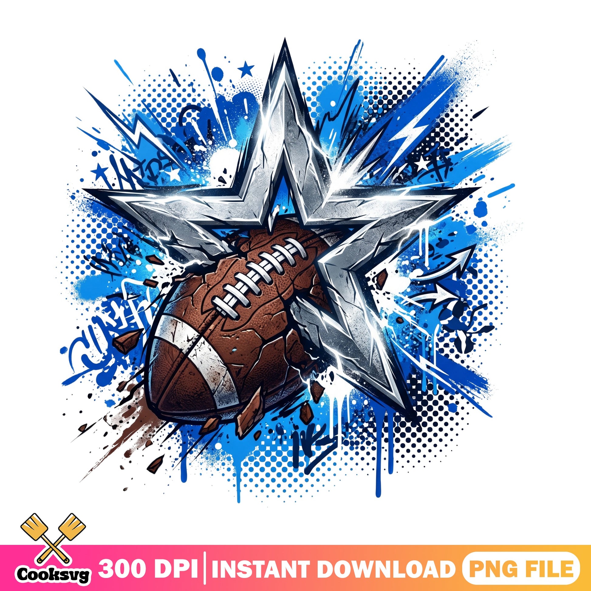 Dallas Cowboys Star Football Graffiti, NFL Football PNG, Cowboys PNG