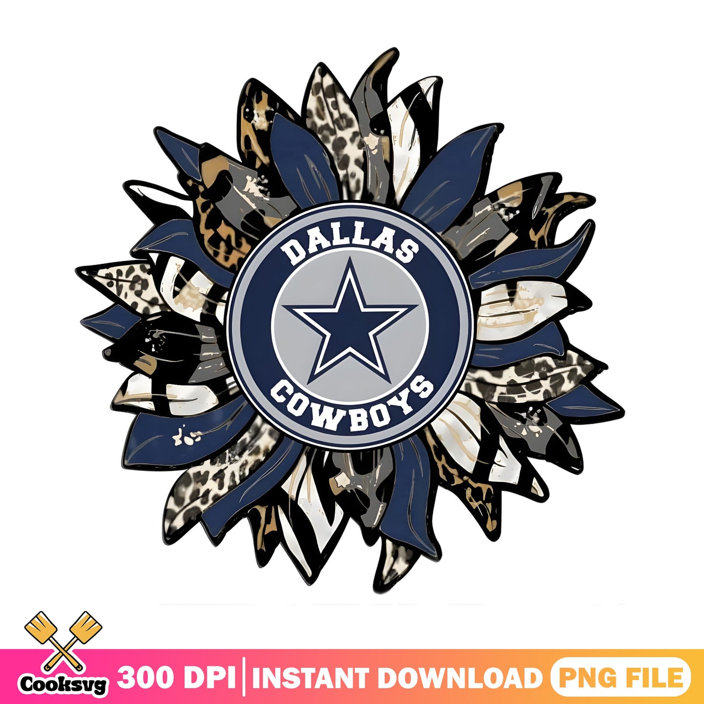 Dallas Cowboys Sunflower Leopard PNG, Cowboys NFL PNG, Football PNG