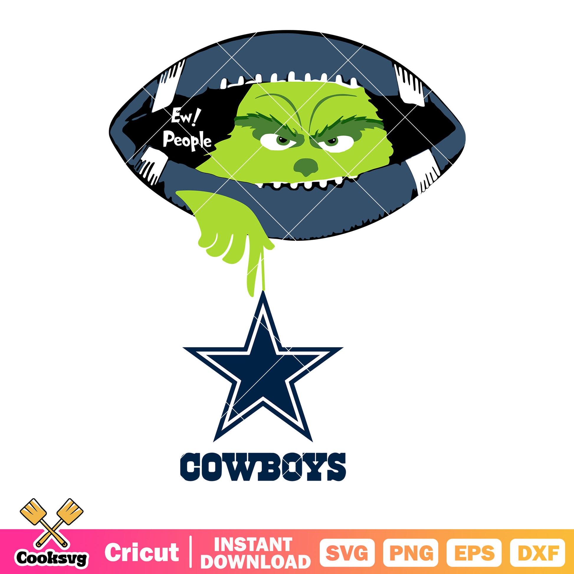 Dallas cowboys ew people svg, the grinch svg, blue rugby ball svg
