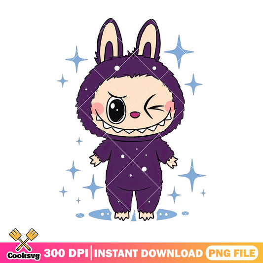 Dark purple labubu png, labubu monster​ png, labubu cute ​png