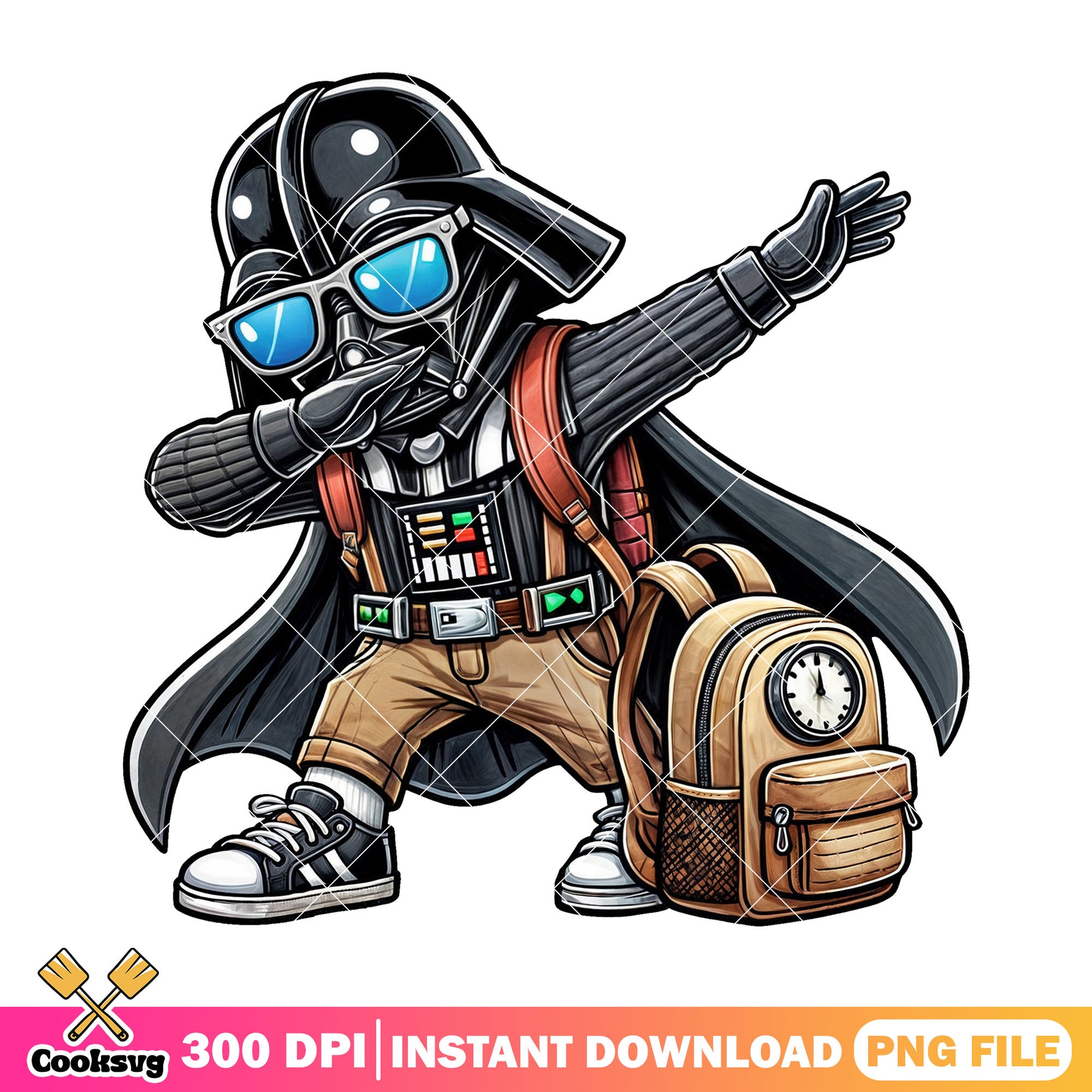 Darth vader sunglasses design png, black outfit png, back to school png