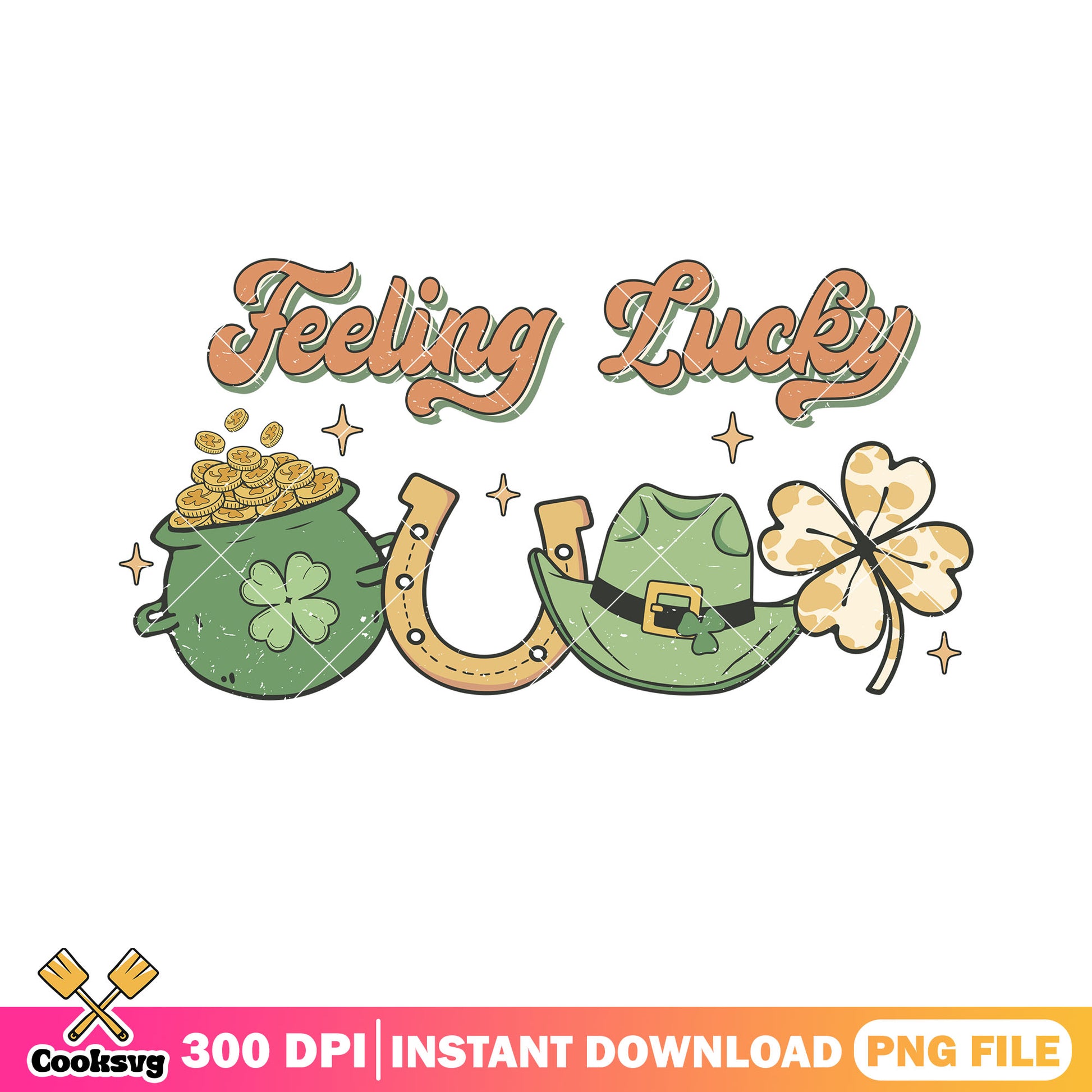 Day feeling lucky png, lucky vibes png, saint patricks day png
