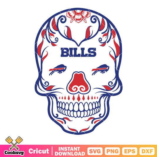Day of the dead skull svg, east afc svg, buffalo bills svg