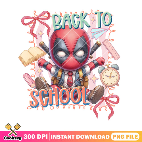 Deadpool chibi design png, superhero png, back to school day png