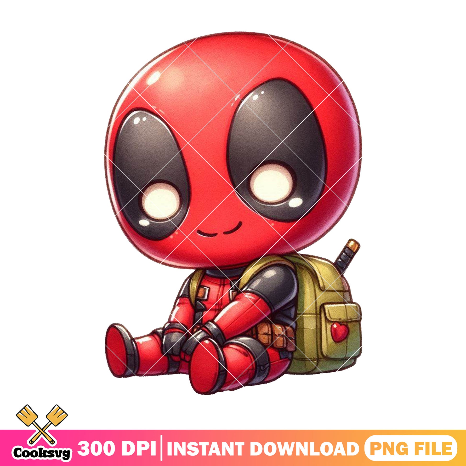 Deadpool sitting design png, deadpool chibi png, back to school art pn –  Cooksvg, image size:1946x1946