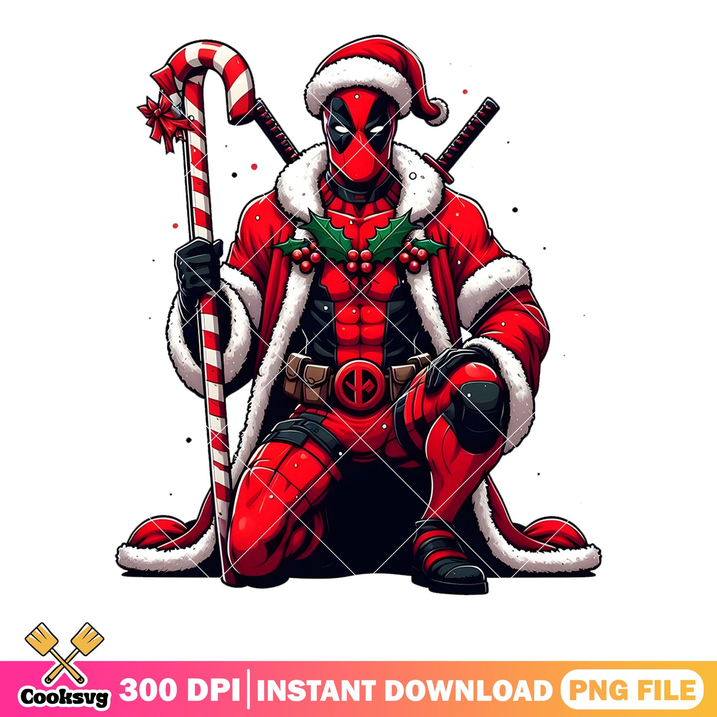 Deadpool ugly sweater​ png, deadpool katanas png, holiday png