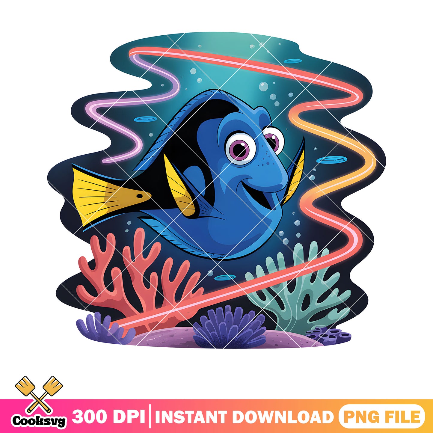 Deep ocean dory vibes png, finding nemo png, dory poster png