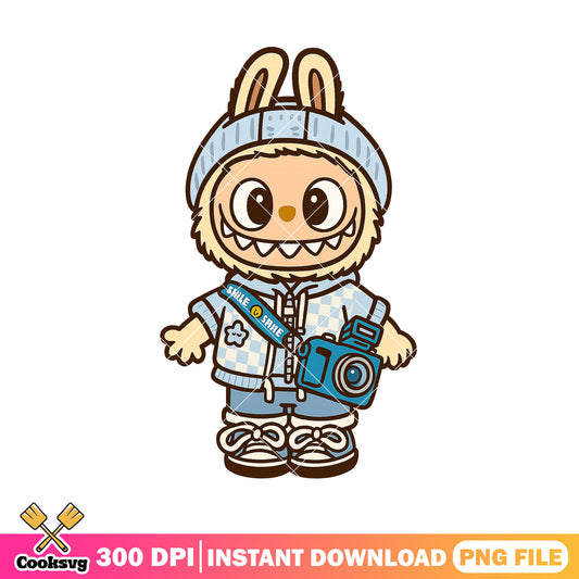 Delightful photographer labubu png, labubu cute png, labubu near me png
