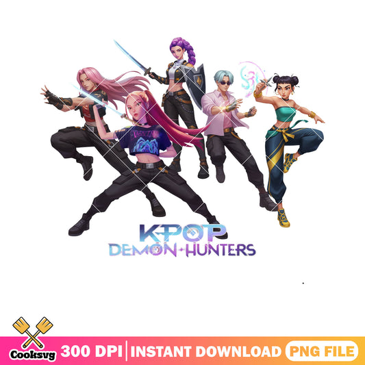 Demon action pose kpop png, poster demon hunter png, pose girls 3d png
