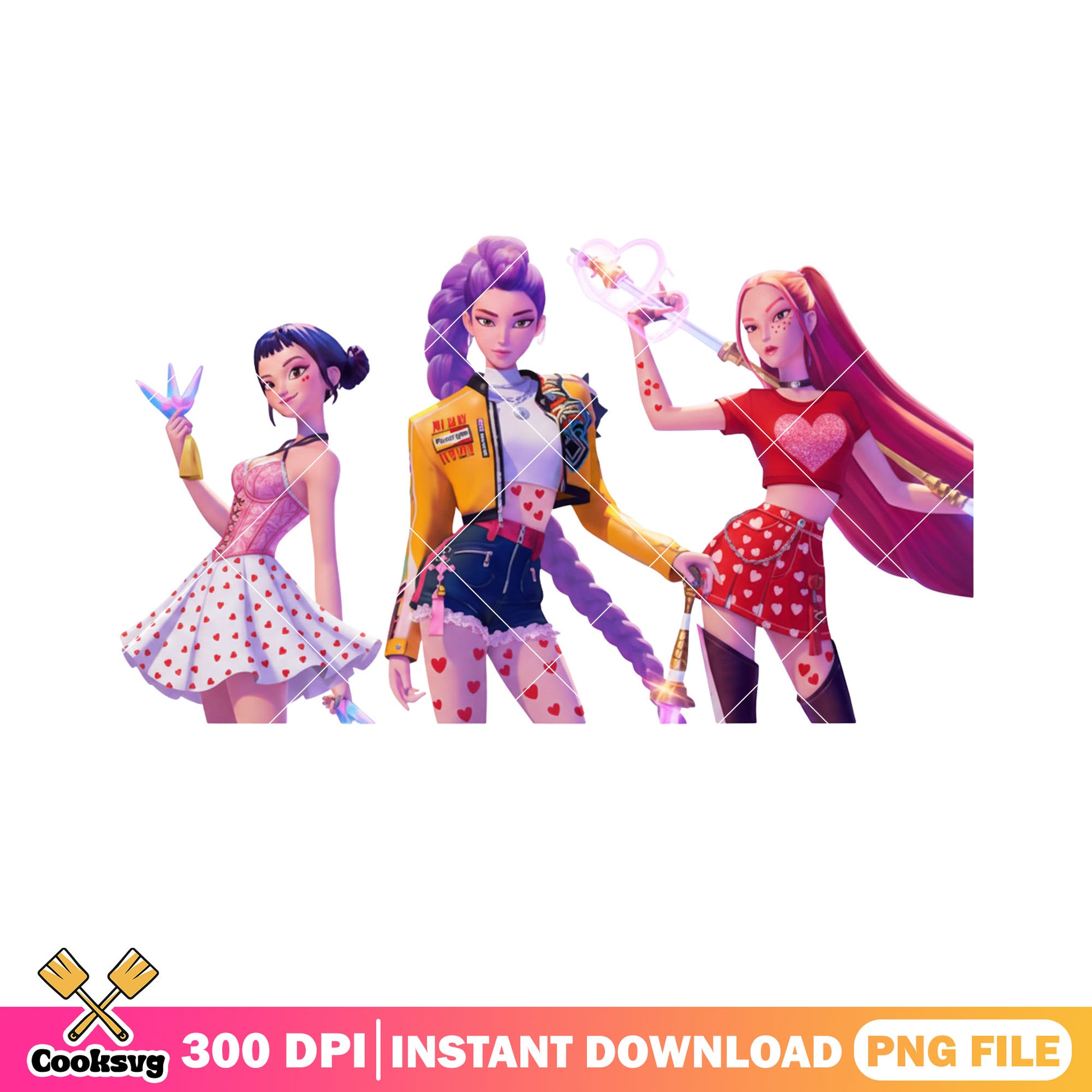 Demon hunters kpop valentines png, valentines huntrix png, huntrix png
