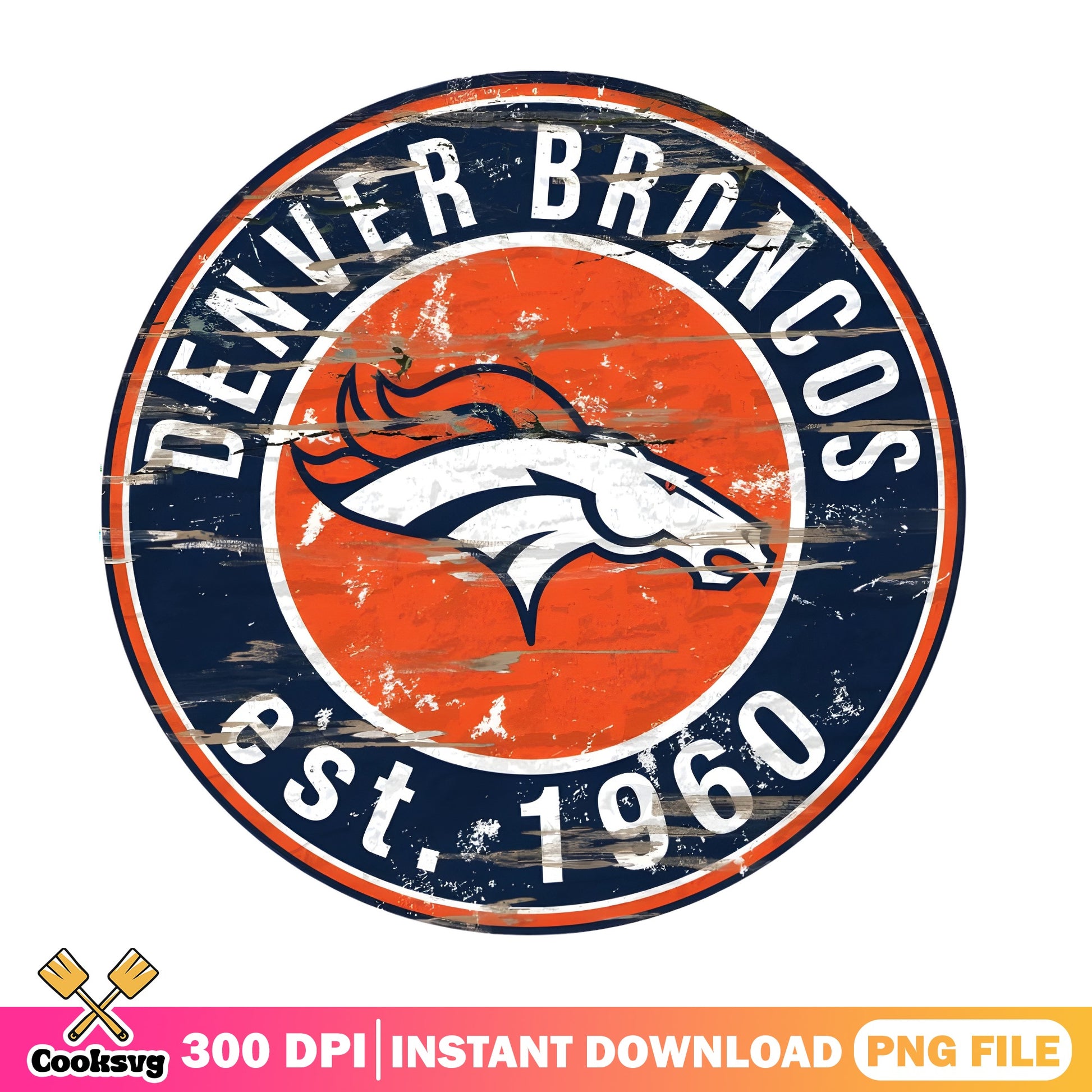 Denver Broncos Est 1960 PNG, Broncos Retro Logo PNG, NFL PNG