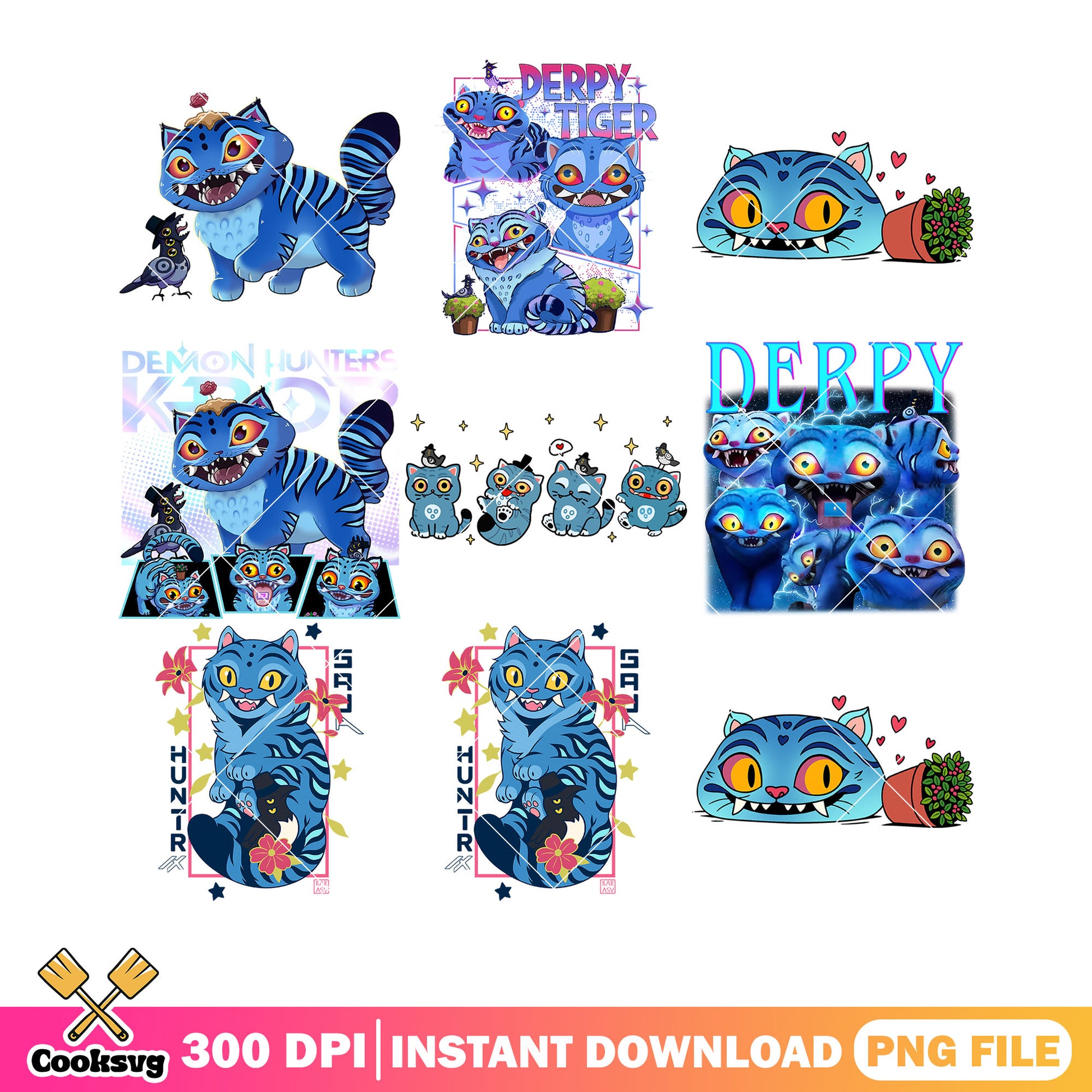 Derpy cute moment png bundle, derpy cat​ png, derpy tiger​ png
