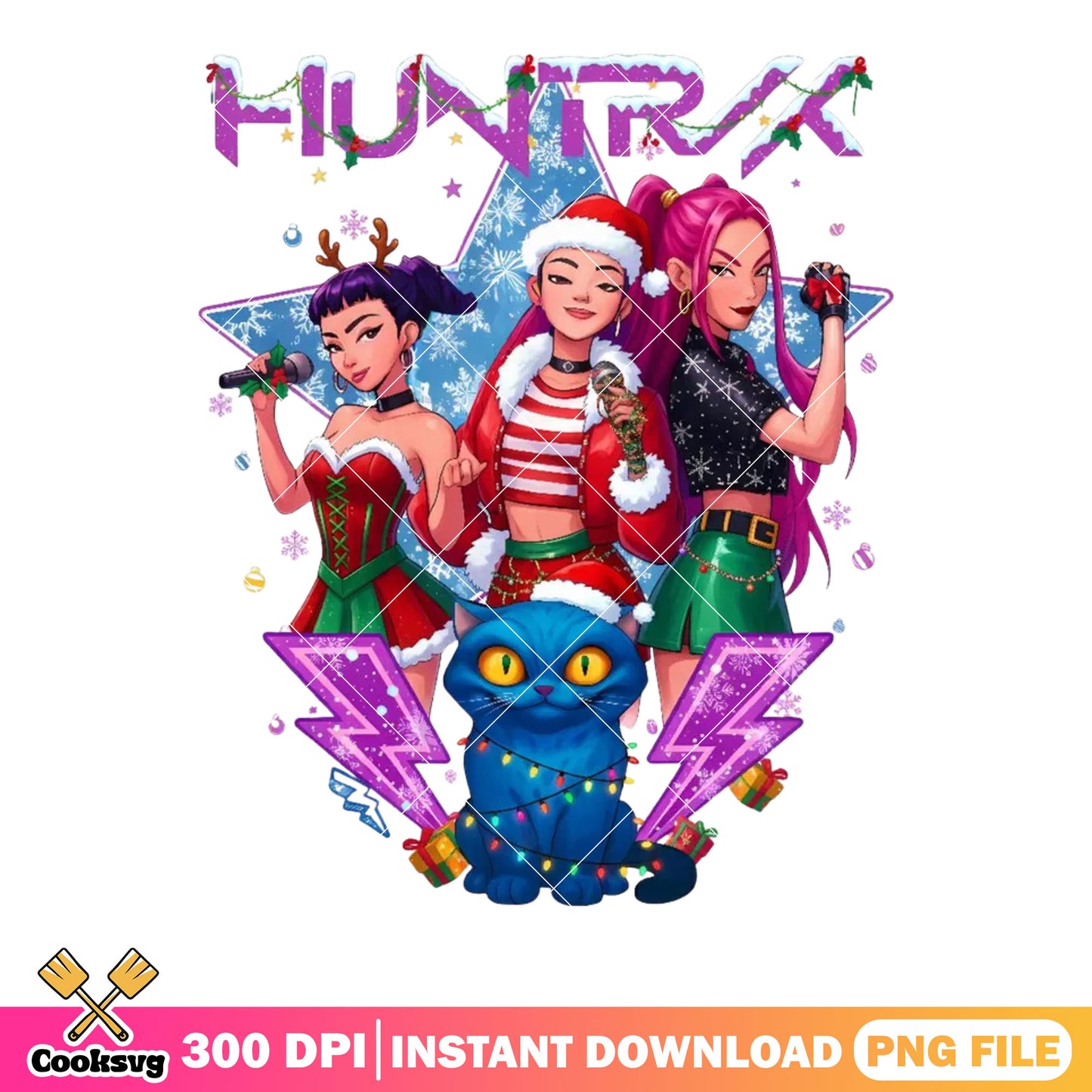 Derpy little blue cat png, zoey huntrix png, santa claus hat png