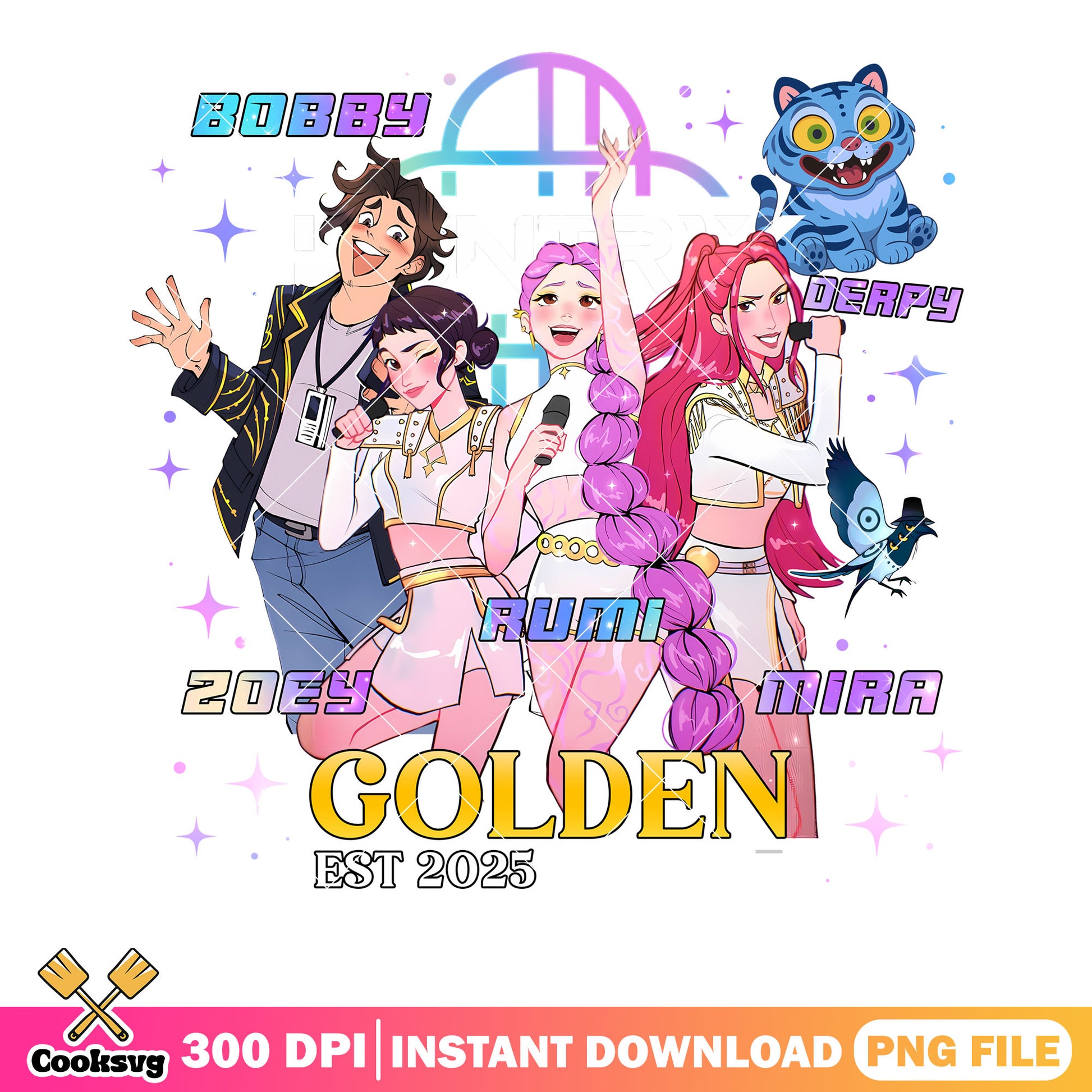 Derpy poster huntrix kpop png, bobby anime girls png, huntrix png