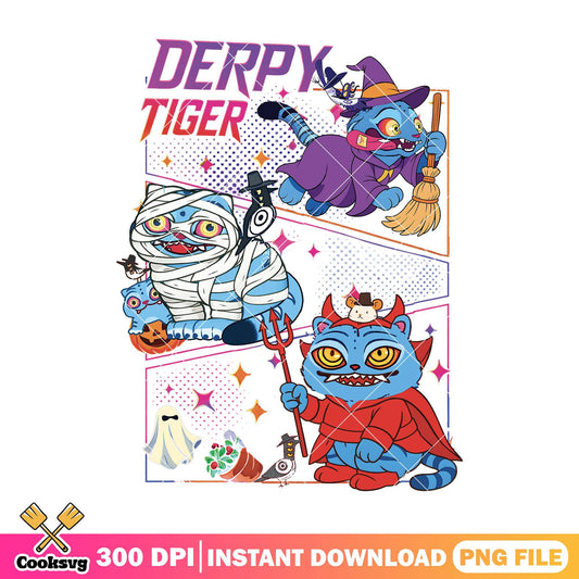 Derpy tiger halloween costume png, happy halloween png, derpy tiger png