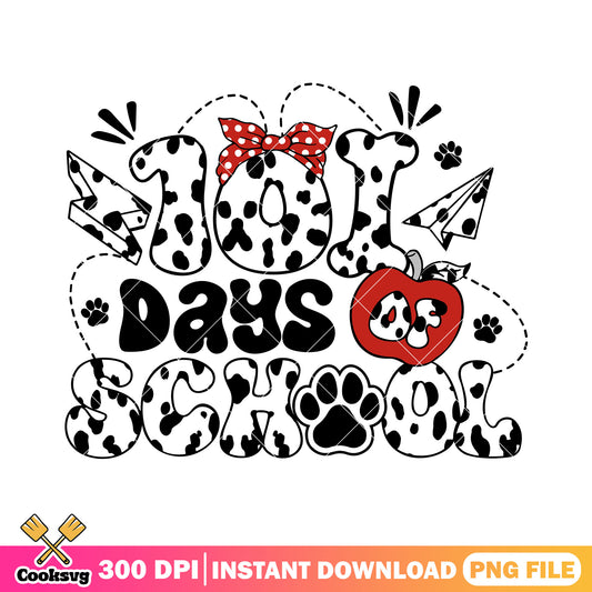 Design 101 days of school png, back to school png, dalmatians art png